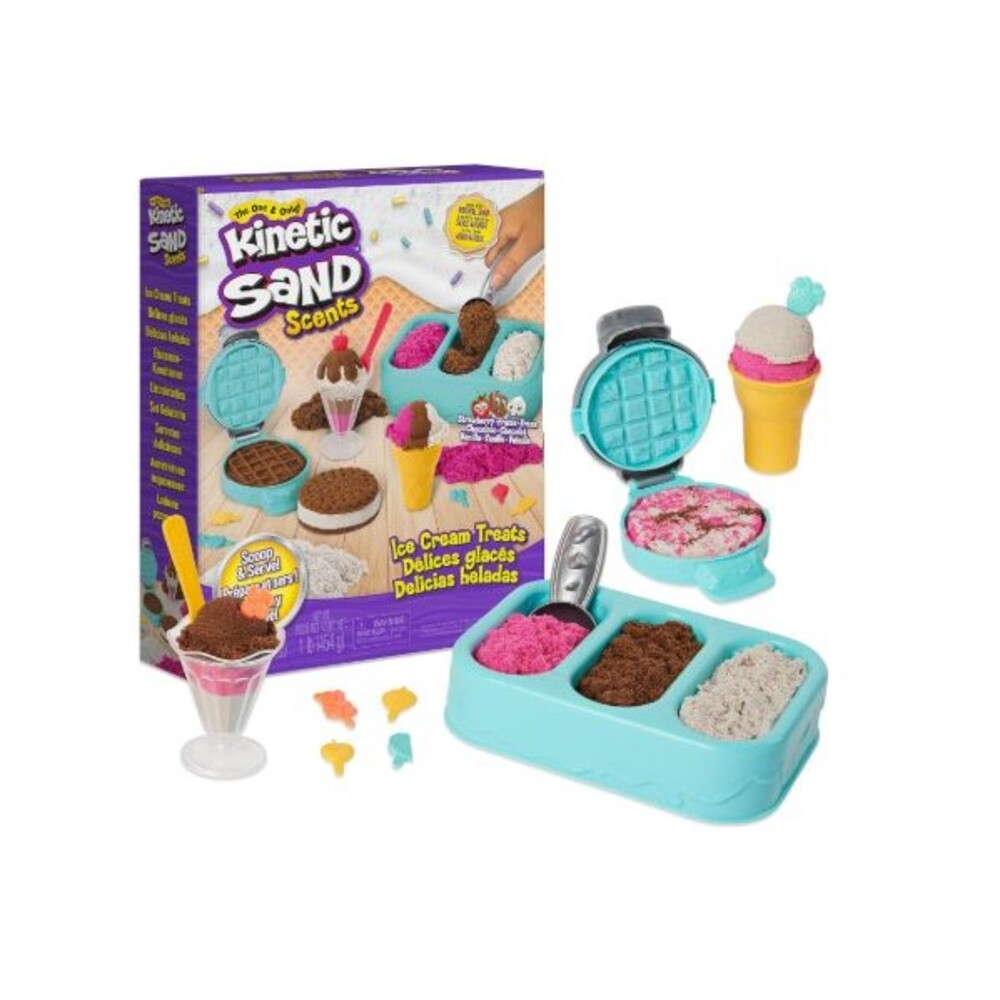 Kinetic Sand Scents, Ice Cream Treats Playset with 3 Colors Kids Ages 3 and up
